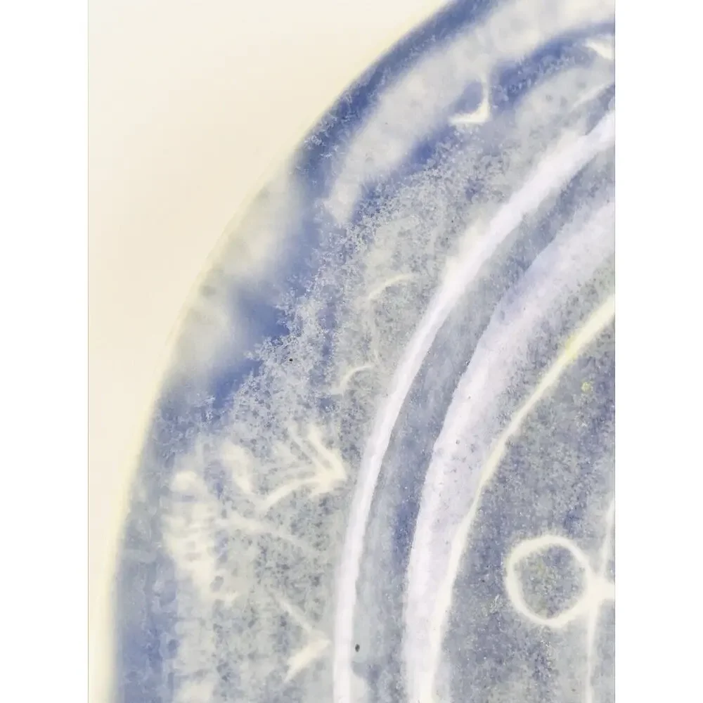 Blue Plate Pottery Space Age Mid Century Vintage Watercolor Style Signed 8.5”